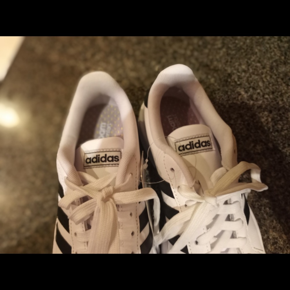 Adidas White with Black Stripes Tennis Shoes